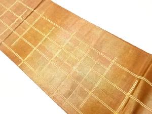 金彩格子模様織出し袋帯